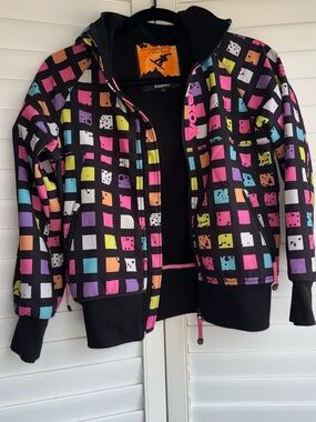 Kappa Kids Multicolor Black Square-Print ski jacket